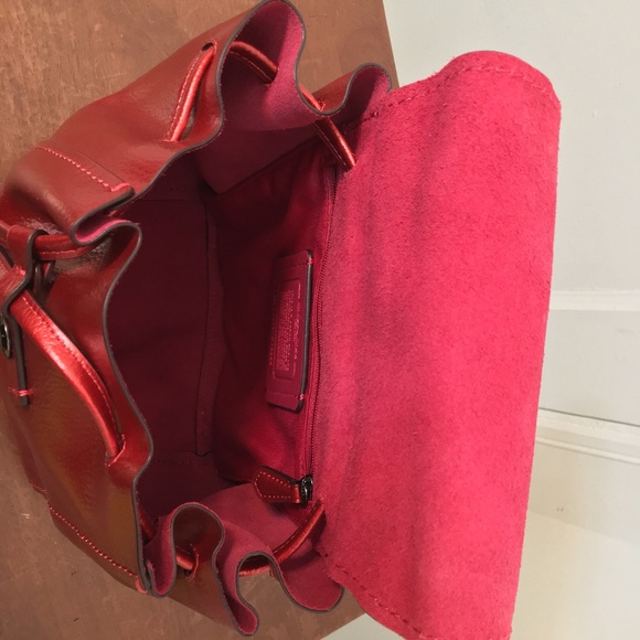 Coach Red Metallic Derby Backpack Pebble Leather Brand new with tag . - Picture 10 of 15